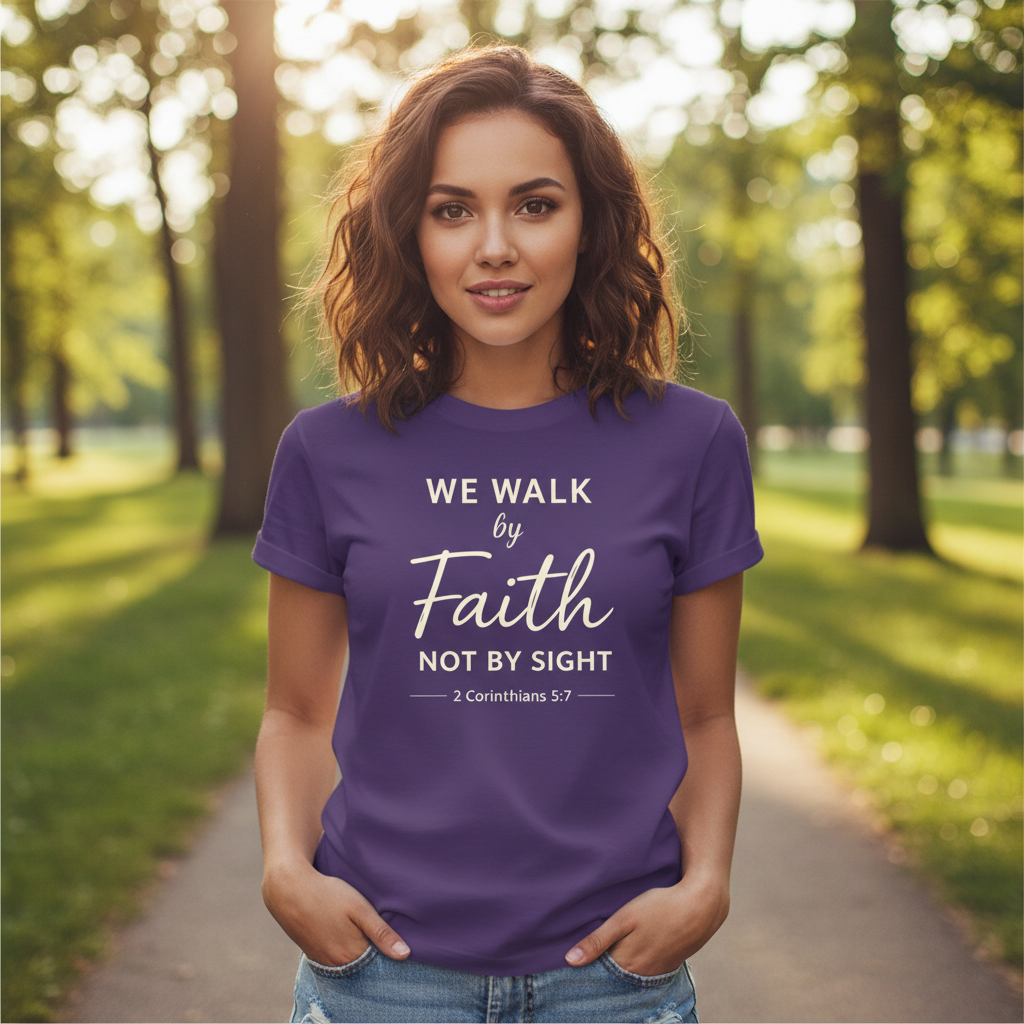 We Walk by Faith not by Sight 1 Corinthians 5:7 Faith T-Shirt