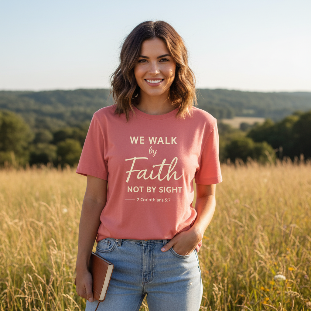 We Walk by Faith not by Sight 1 Corinthians 5:7 Faith T-Shirt