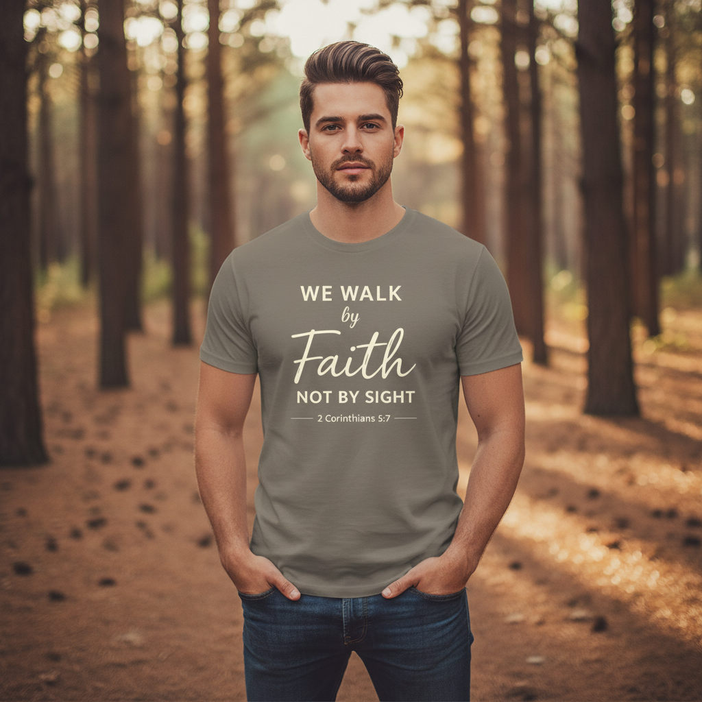 We Walk by Faith not by Sight 1 Corinthians 5:7 Faith T-Shirt