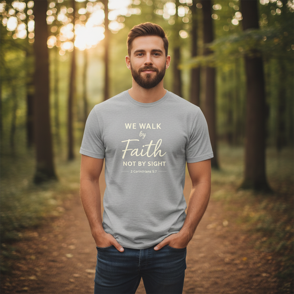 We Walk by Faith not by Sight 1 Corinthians 5:7 Faith T-Shirt
