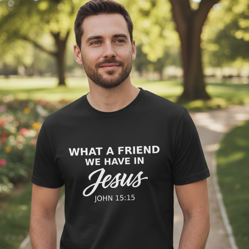 What a Friend we have in Jesus John 15:15 Faith T-Shirt