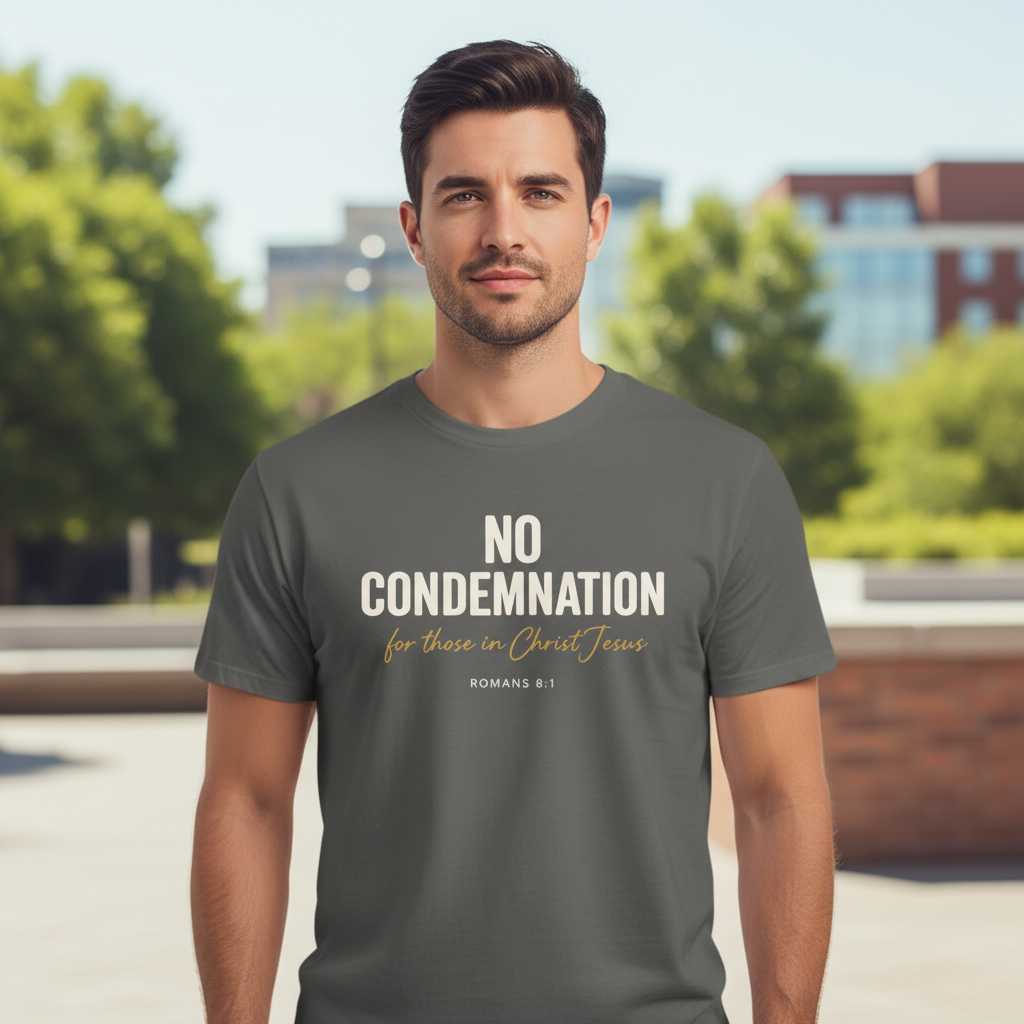 No Condemnation for those in Christ Romans 8:1 Faith T-Shirt