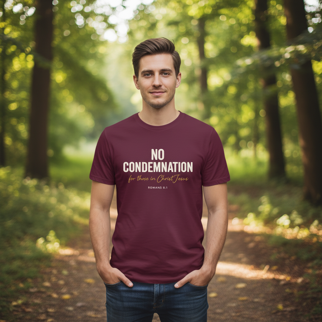 No Condemnation for those in Christ Romans 8:1 Faith T-Shirt