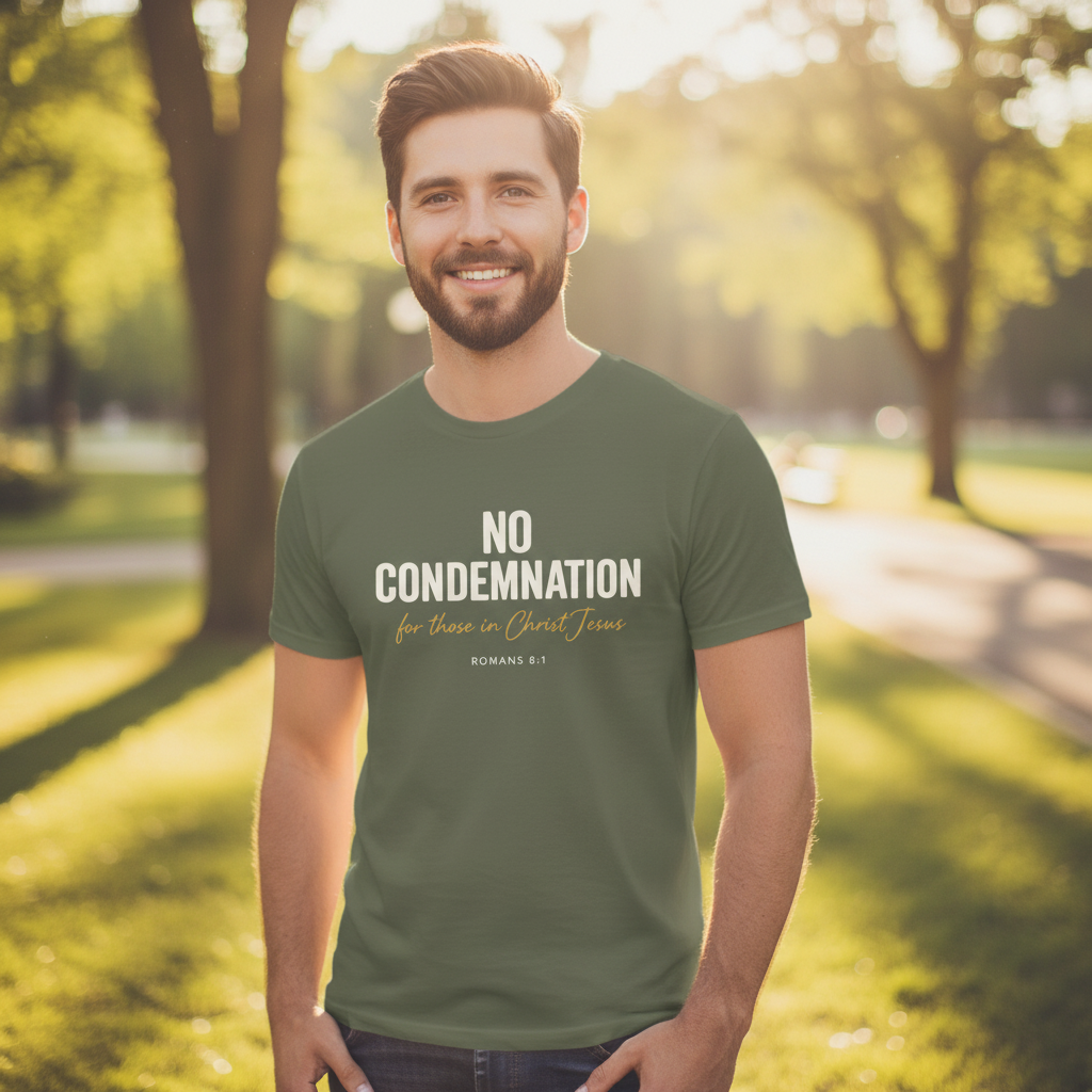 No Condemnation for those in Christ Romans 8:1 Faith T-Shirt