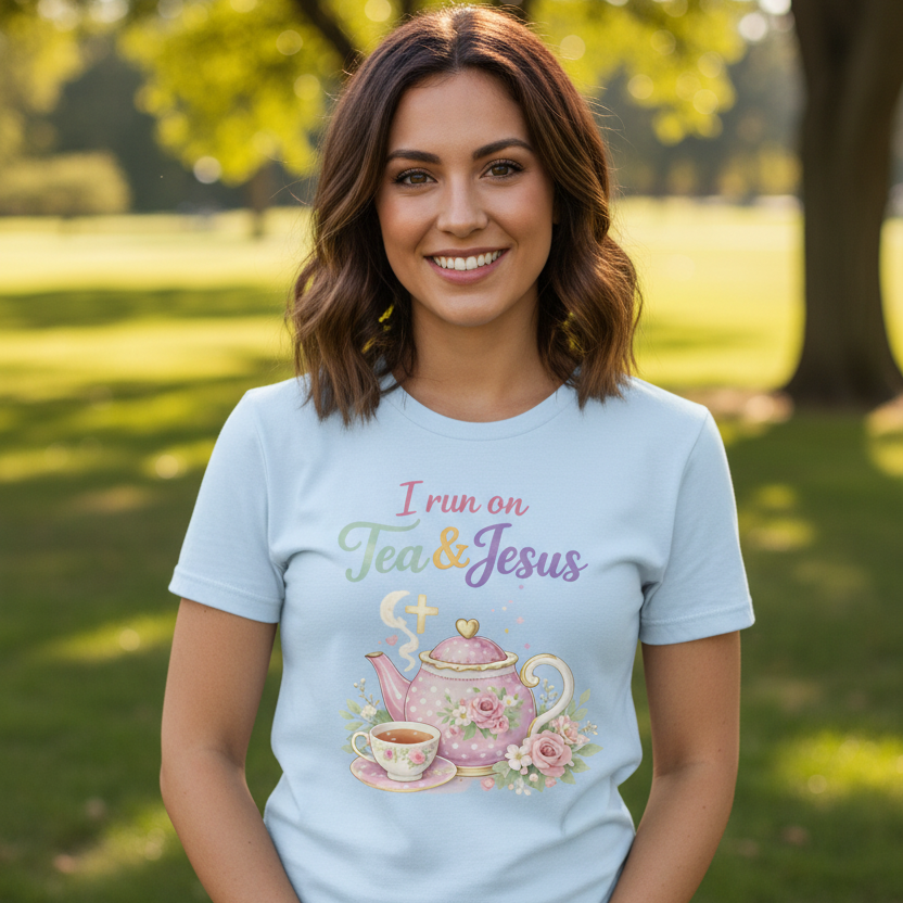 I run on Tea and Jesus Faith T-Shirt