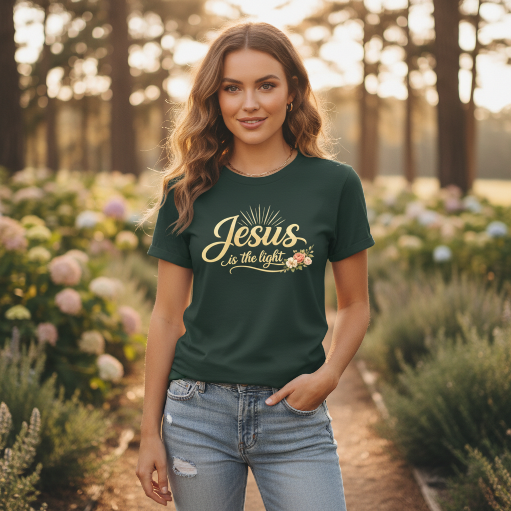 Jesus is the Light John 8:12 Faith T-Shirt