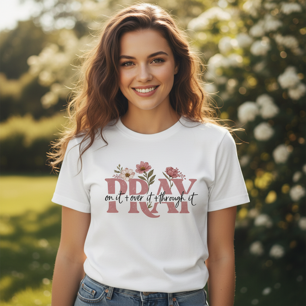 Pray on it over it through it Faith T-Shirt