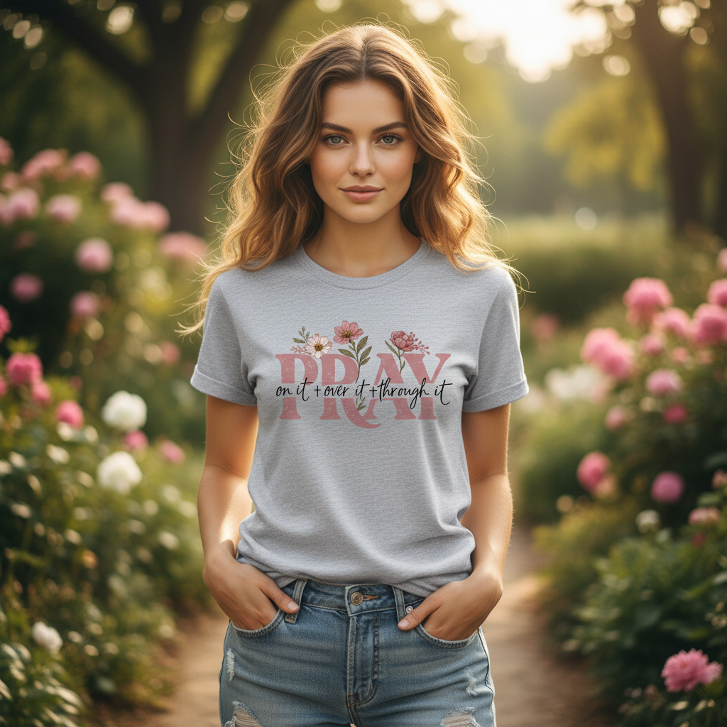 Pray on it over it through it Faith T-Shirt