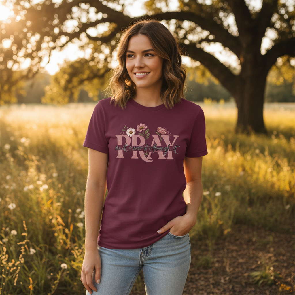 Pray on it over it through it Faith T-Shirt