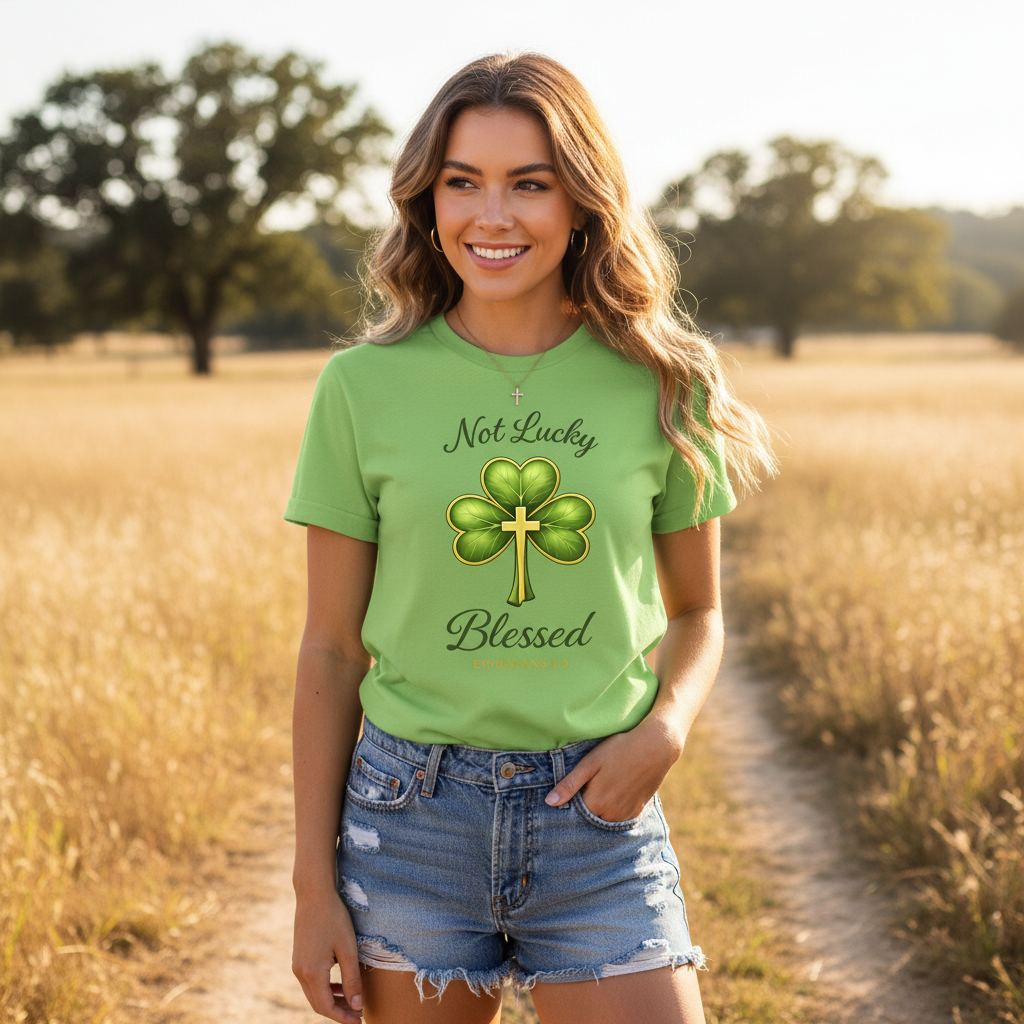 Not Lucky Blessed Ephesians 2:8 (St Patrick's Day) Faith T-Shirt