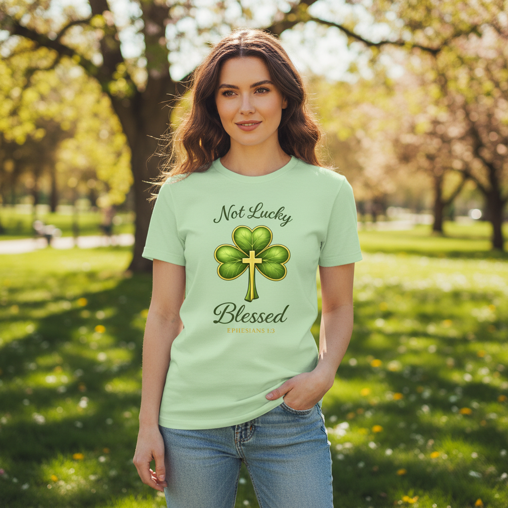 Not Lucky Blessed Ephesians 2:8 (St Patrick's Day) Faith T-Shirt