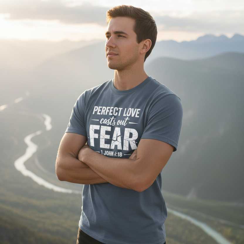 Perfect Love Cast out Fear 1 John 4:18 Faith T-Shirt