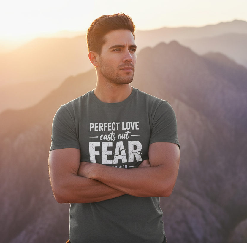 Perfect Love Cast out Fear 1 John 4:18 Faith T-Shirt