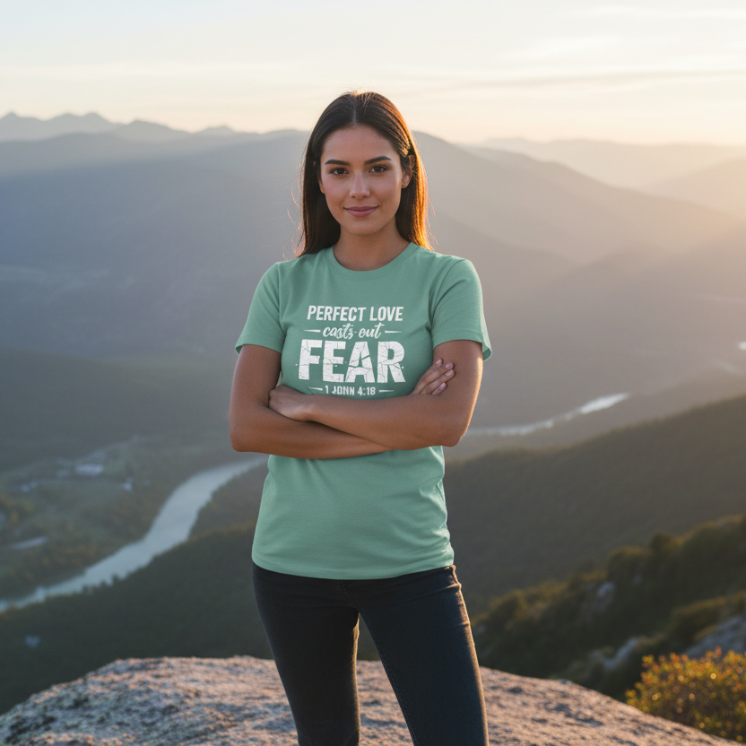Perfect Love Cast out Fear 1 John 4:18 Faith T-Shirt