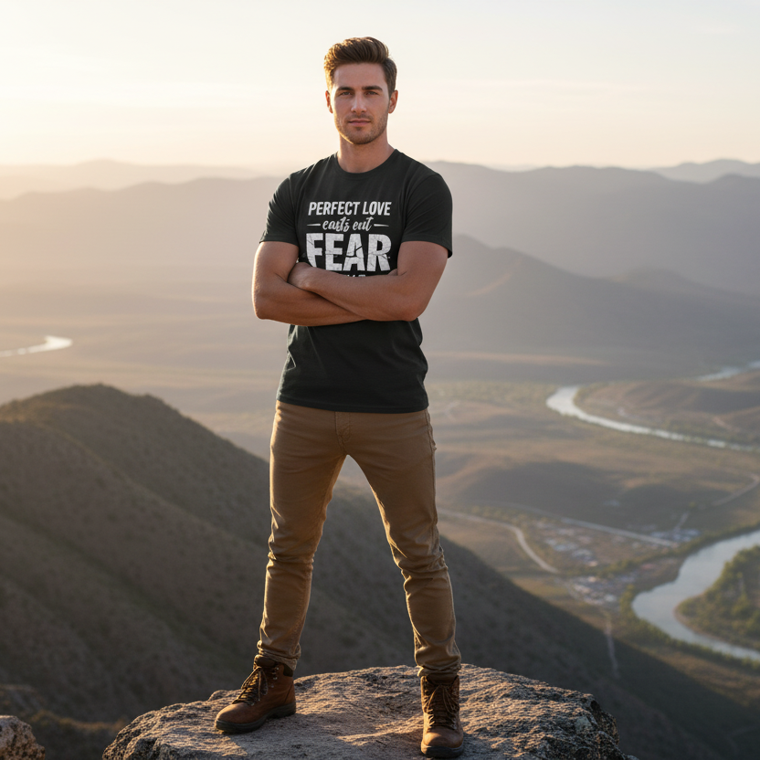 Perfect Love Cast out Fear 1 John 4:18 Faith T-Shirt
