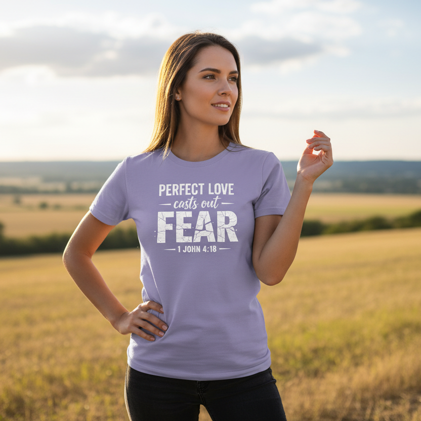 Perfect Love Cast out Fear 1 John 4:18 Faith T-Shirt
