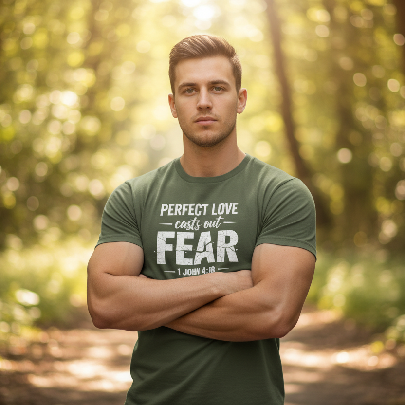 Perfect Love Cast out Fear 1 John 4:18 Faith T-Shirt