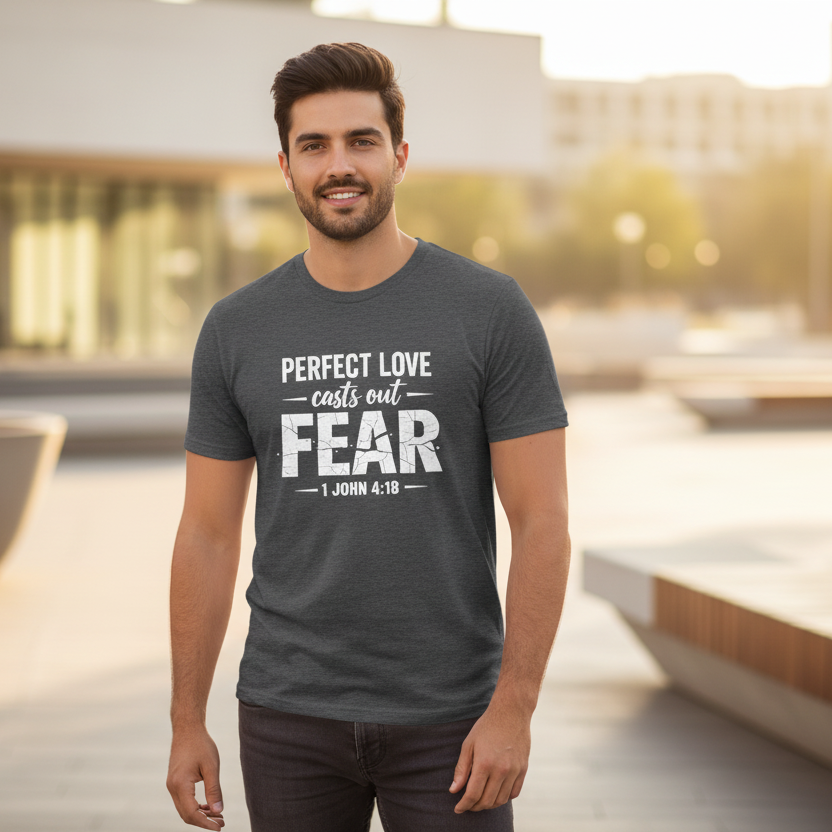 Perfect Love Cast out Fear 1 John 4:18 Faith T-Shirt