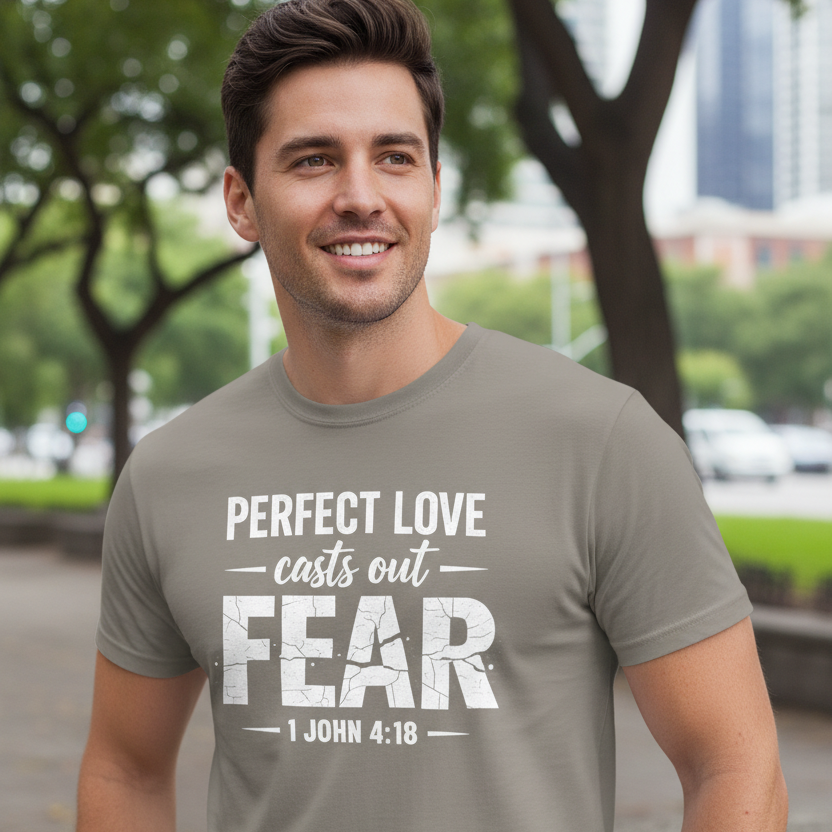 Perfect Love Cast out Fear 1 John 4:18 Faith T-Shirt