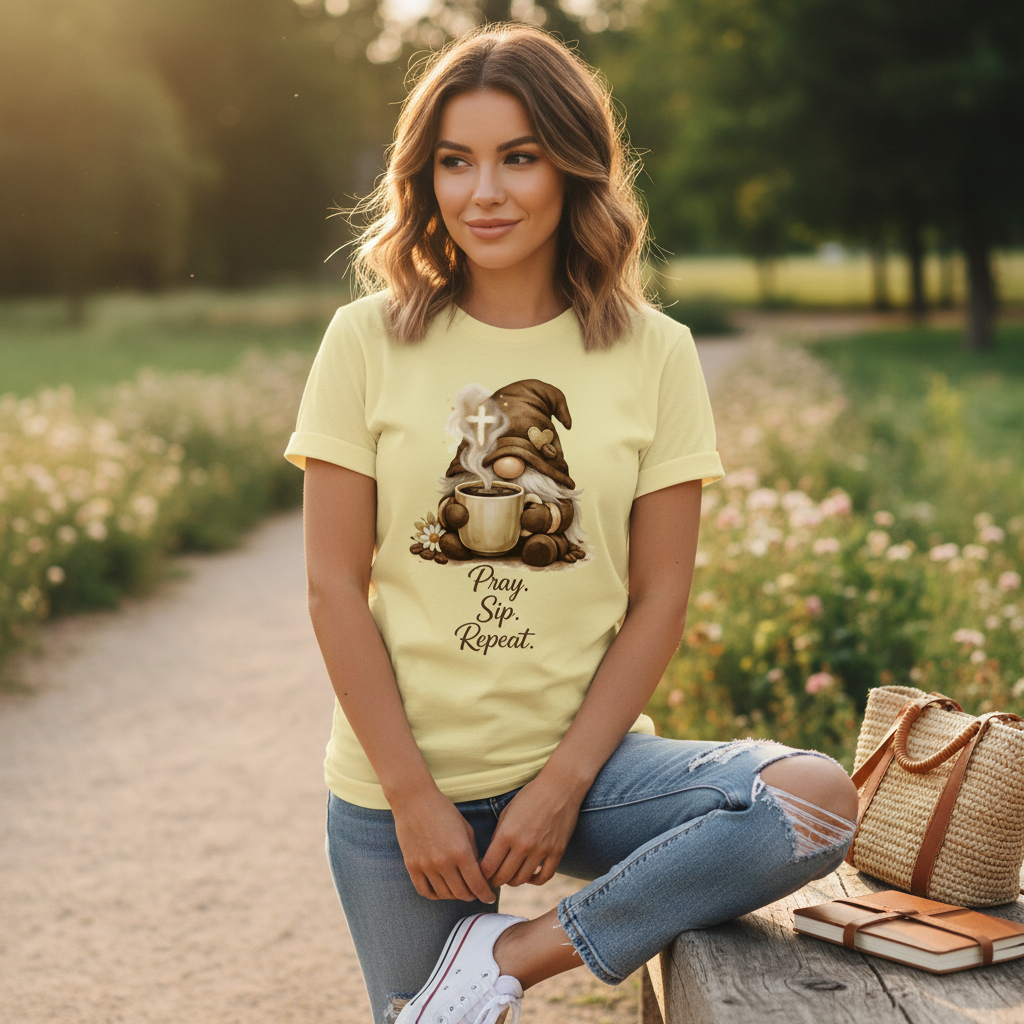 Pray Sip Repeat Faith T-Shirt