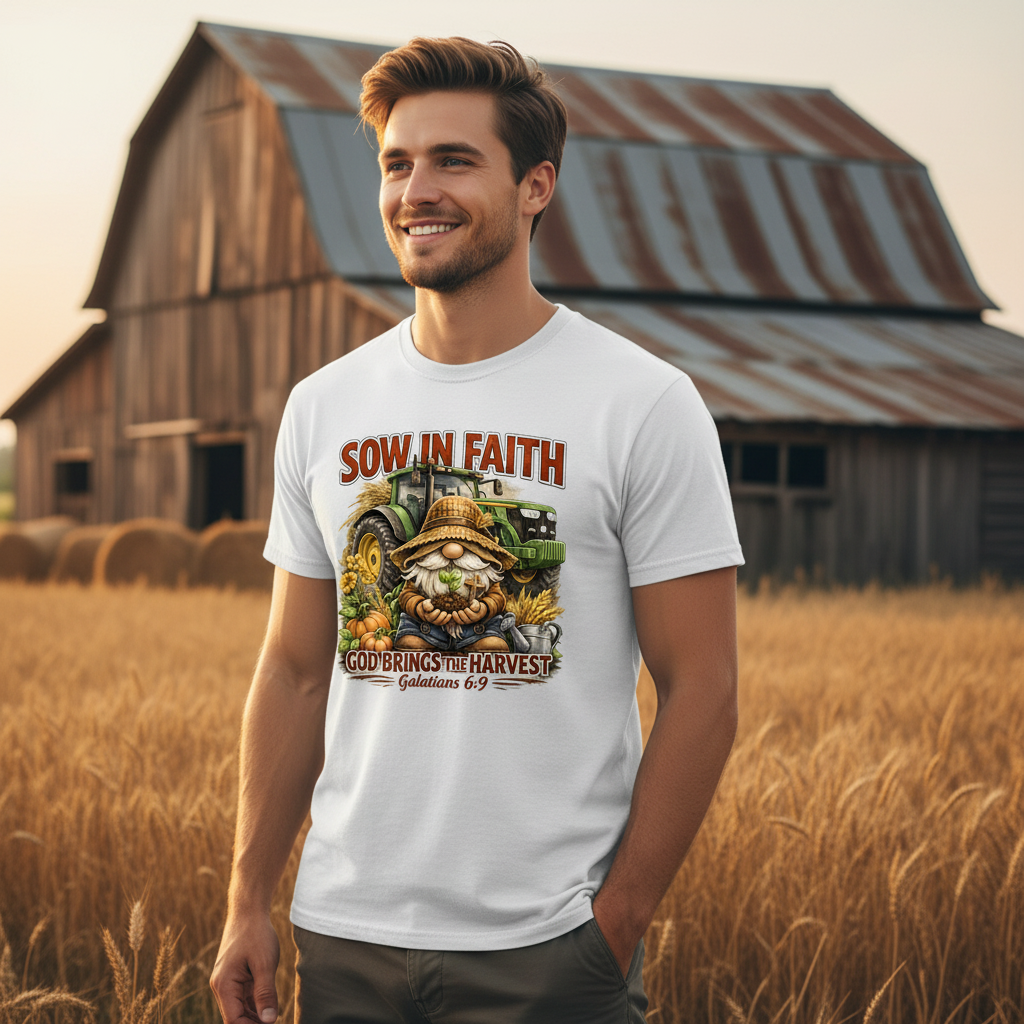 Sow in Faith God brings the Harvest Galatians 6:9 Faith T-Shirt