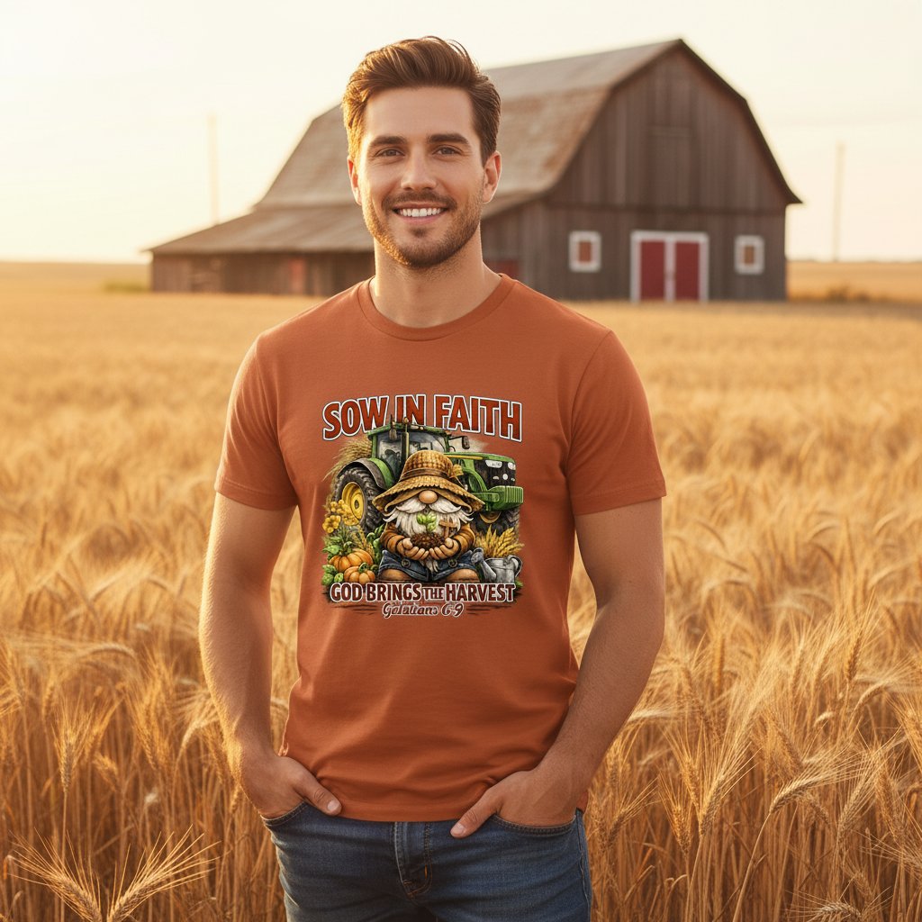 Sow in Faith God brings the Harvest Galatians 6:9 Faith T-Shirt
