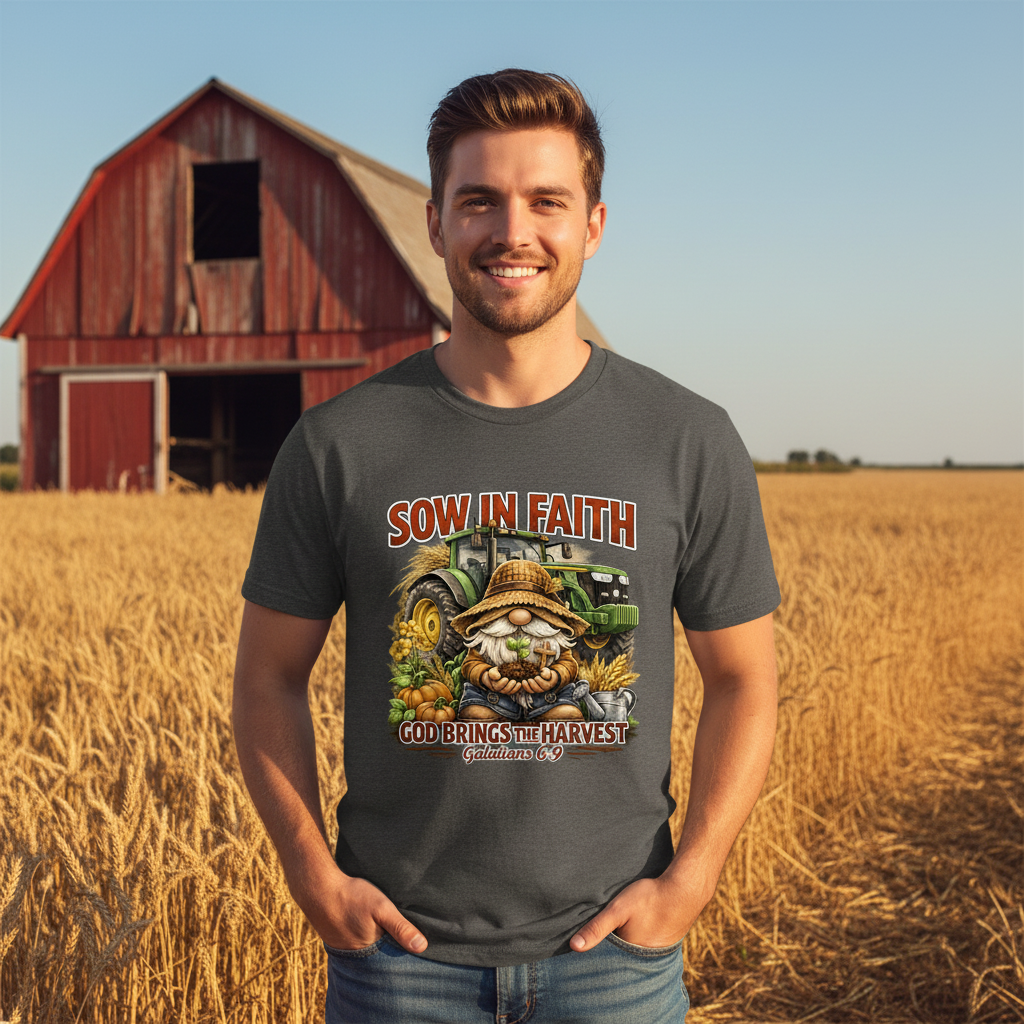 Sow in Faith God brings the Harvest Galatians 6:9 Faith T-Shirt