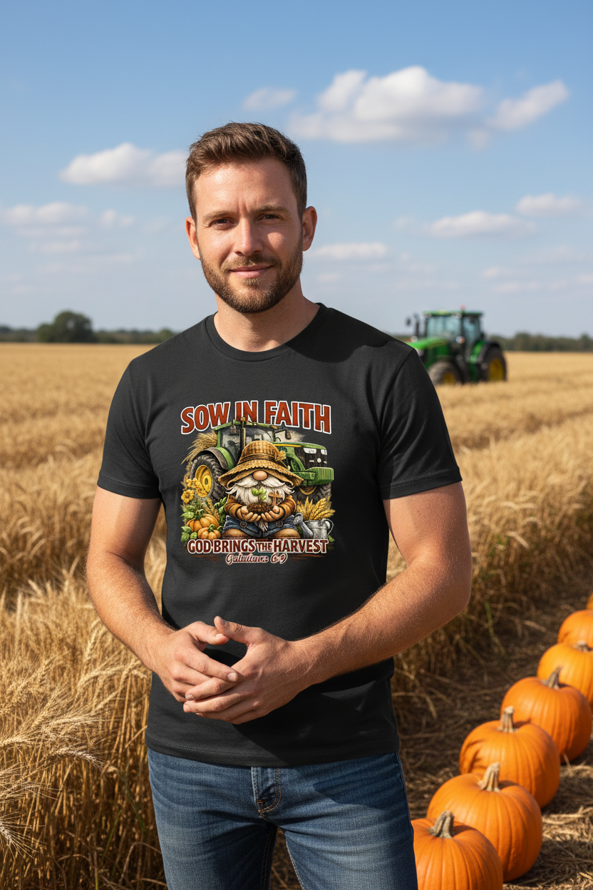 Sow in Faith God brings the Harvest Galatians 6:9 Faith T-Shirt