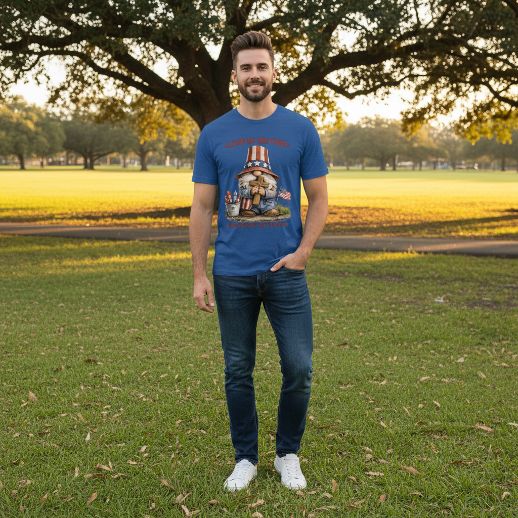 Land of the Free Because of the Cross Patriot T-Shirt
