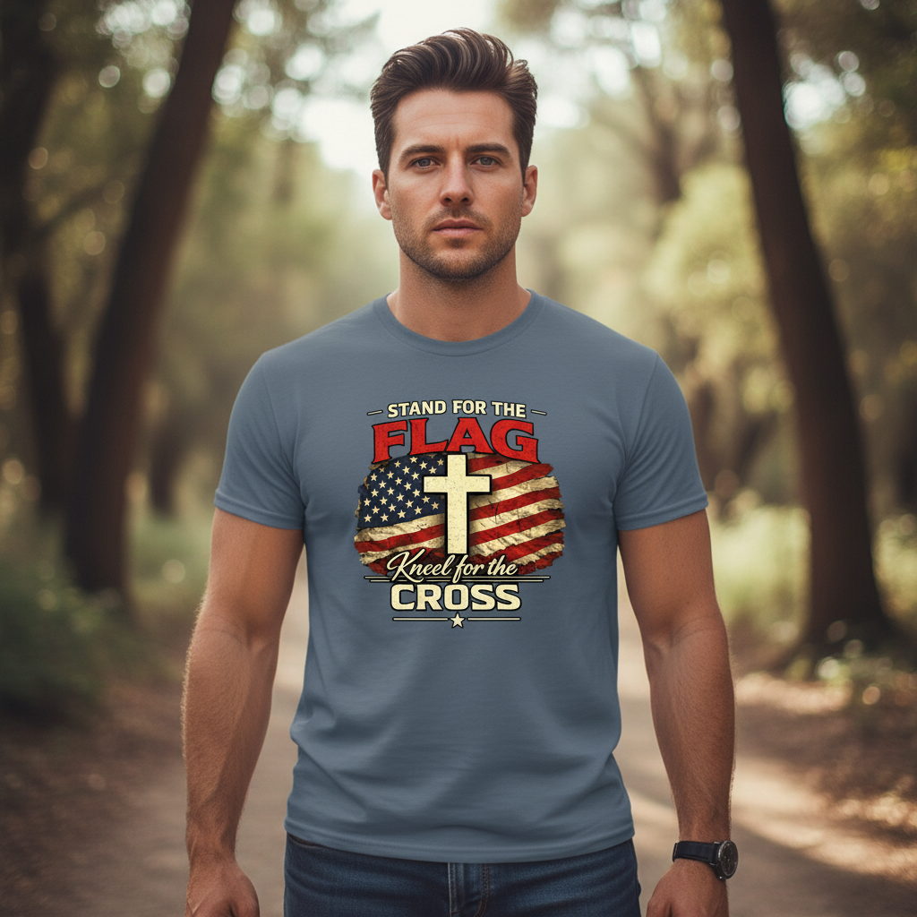 Stand for the Flag Kneel for the Cross Faith T-Shirt