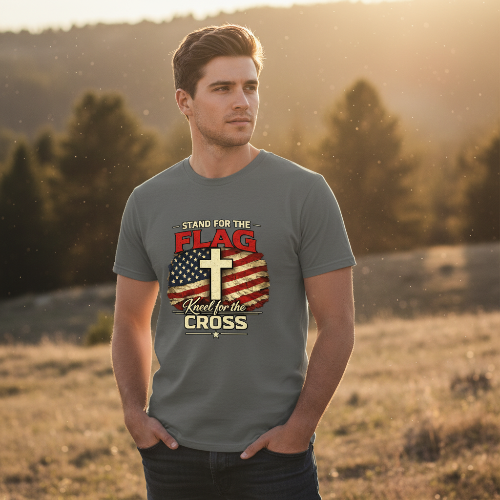 Stand for the Flag Kneel for the Cross Faith T-Shirt