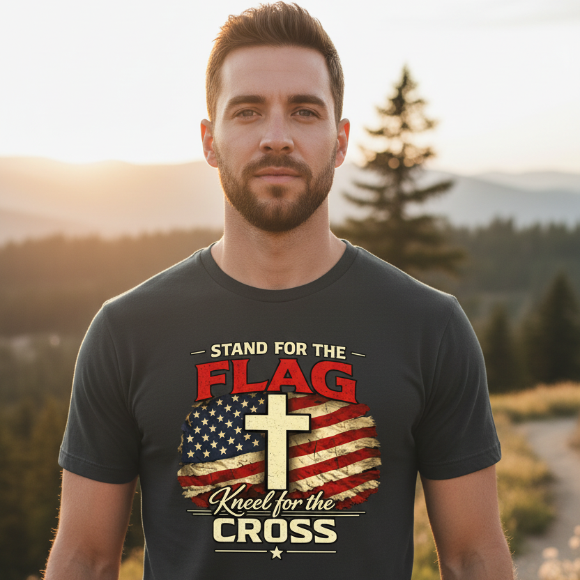 Stand for the Flag Kneel for the Cross Faith T-Shirt