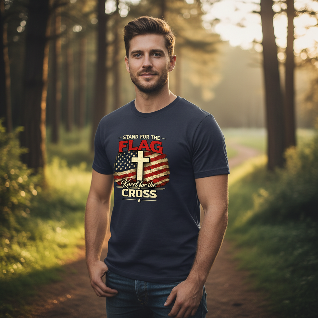Stand for the Flag Kneel for the Cross Faith T-Shirt