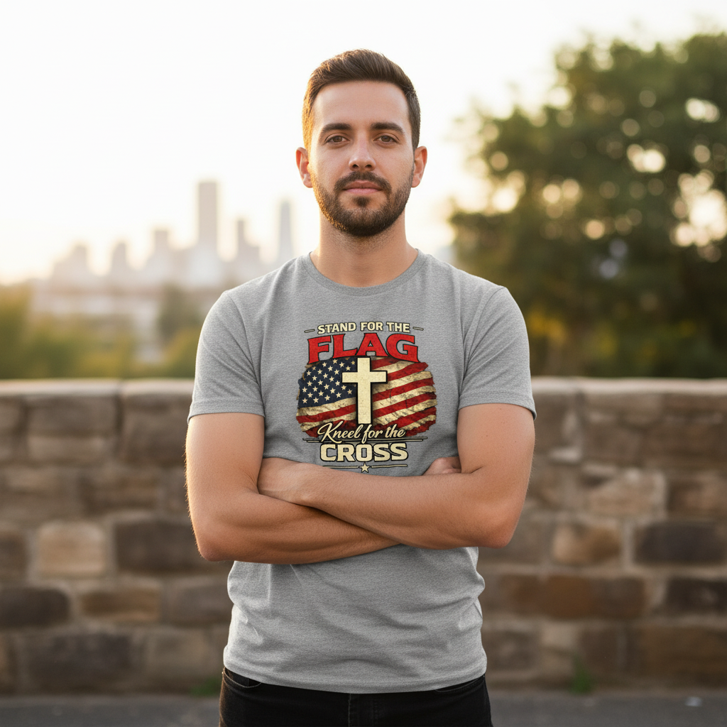 Stand for the Flag Kneel for the Cross Faith T-Shirt