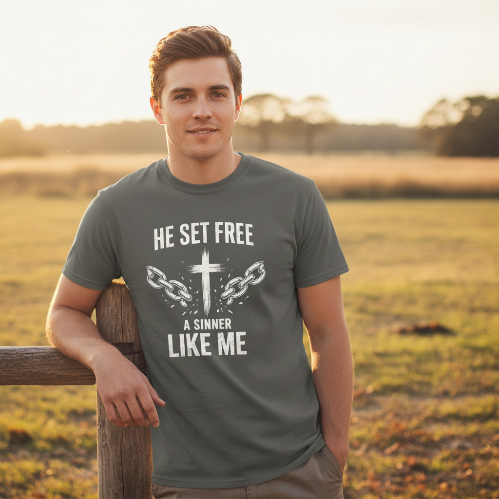 He set free A Sinner Like Me Faith T-Shirt