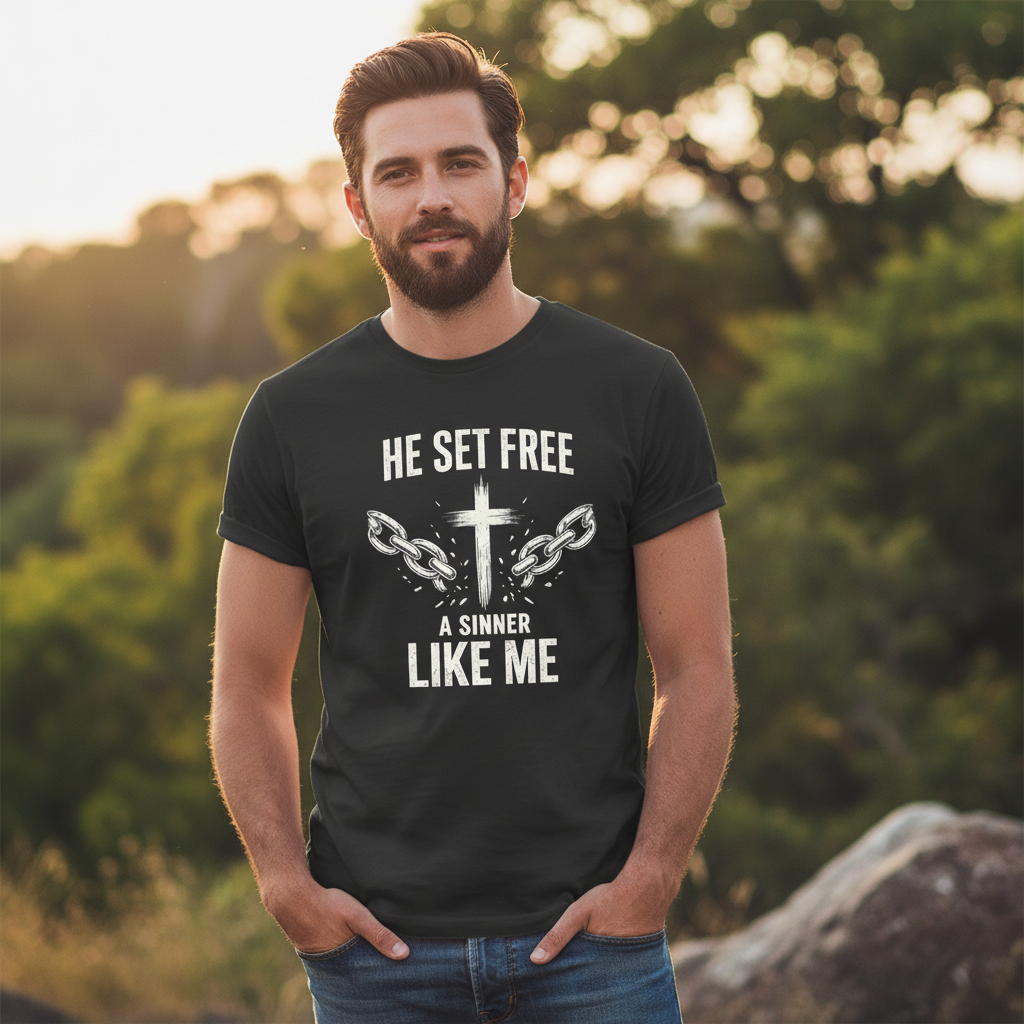 He set free A Sinner Like Me Faith T-Shirt