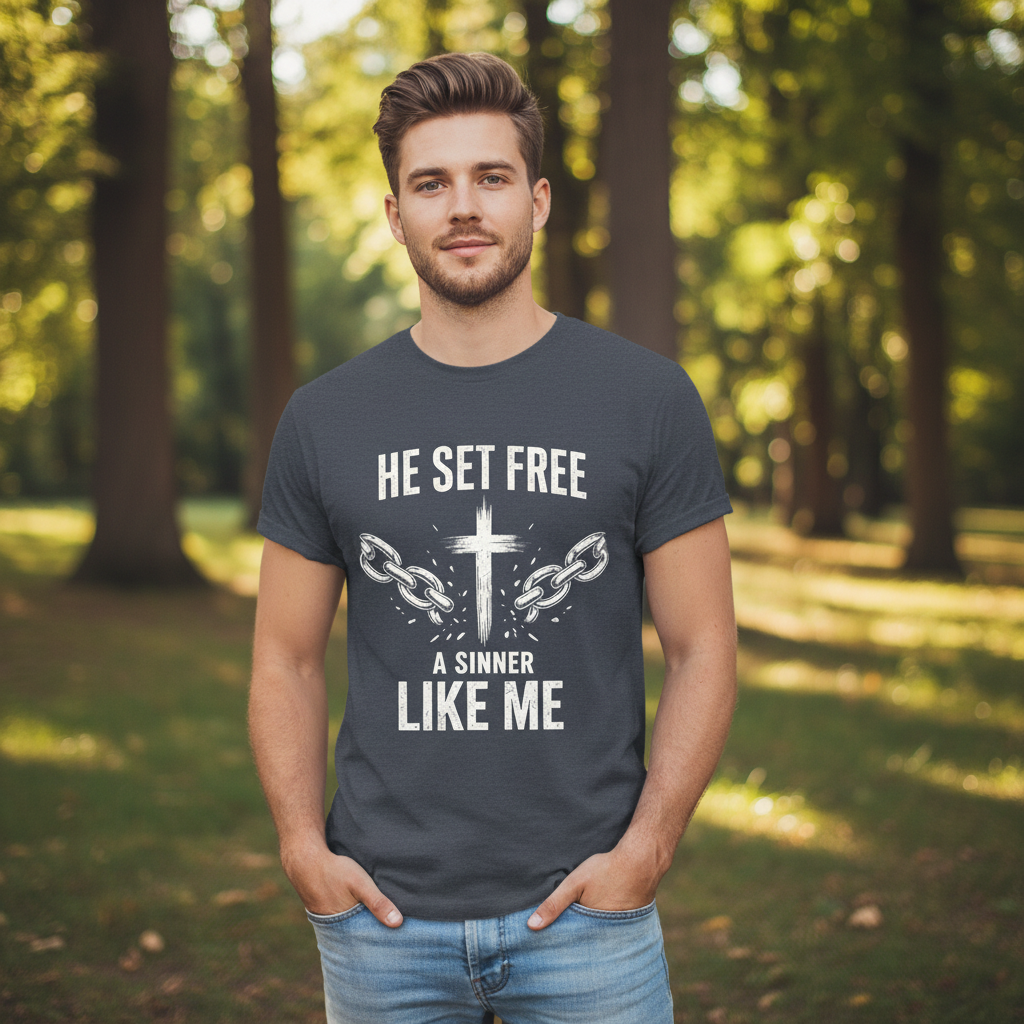 He set free A Sinner Like Me Faith T-Shirt
