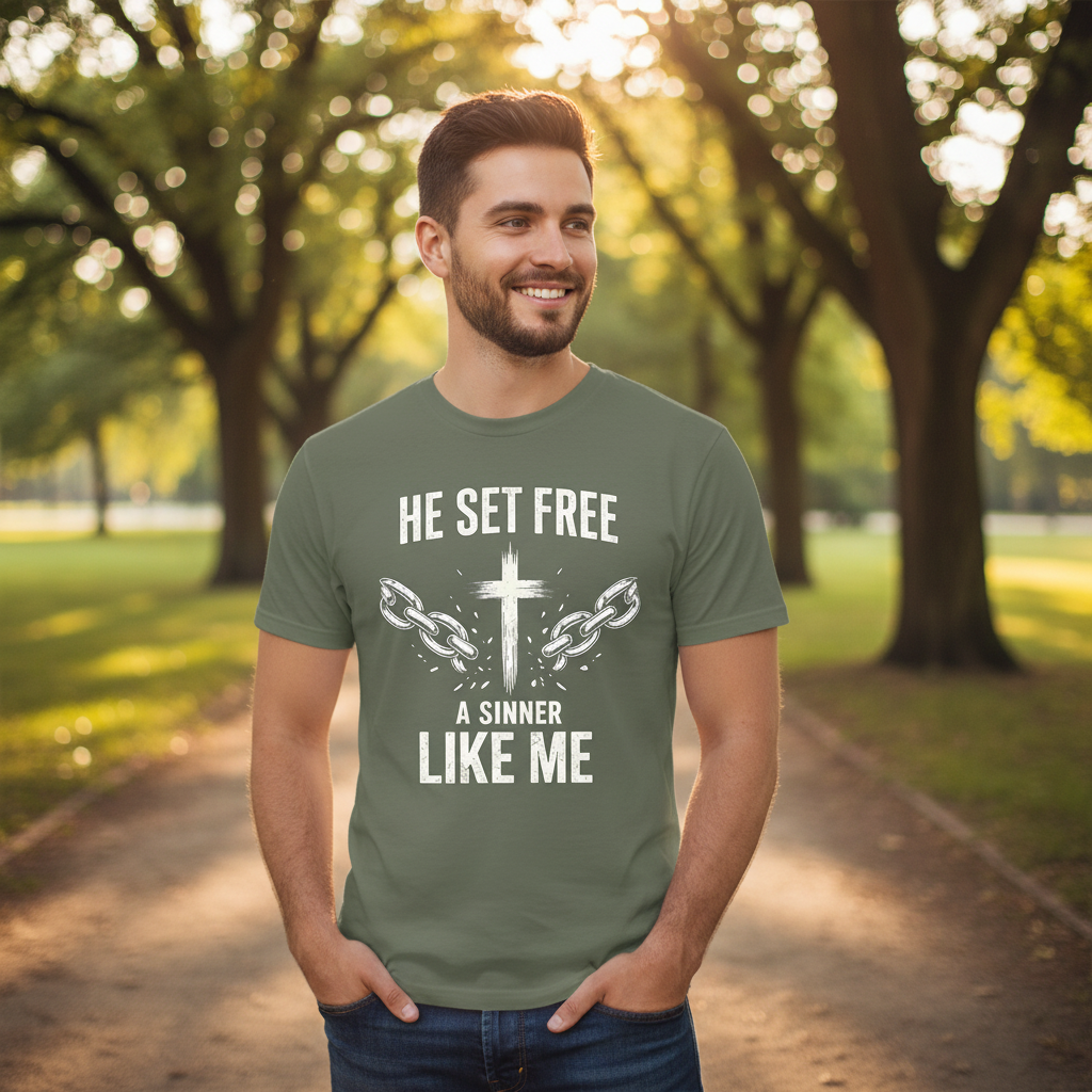 He set free A Sinner Like Me Faith T-Shirt