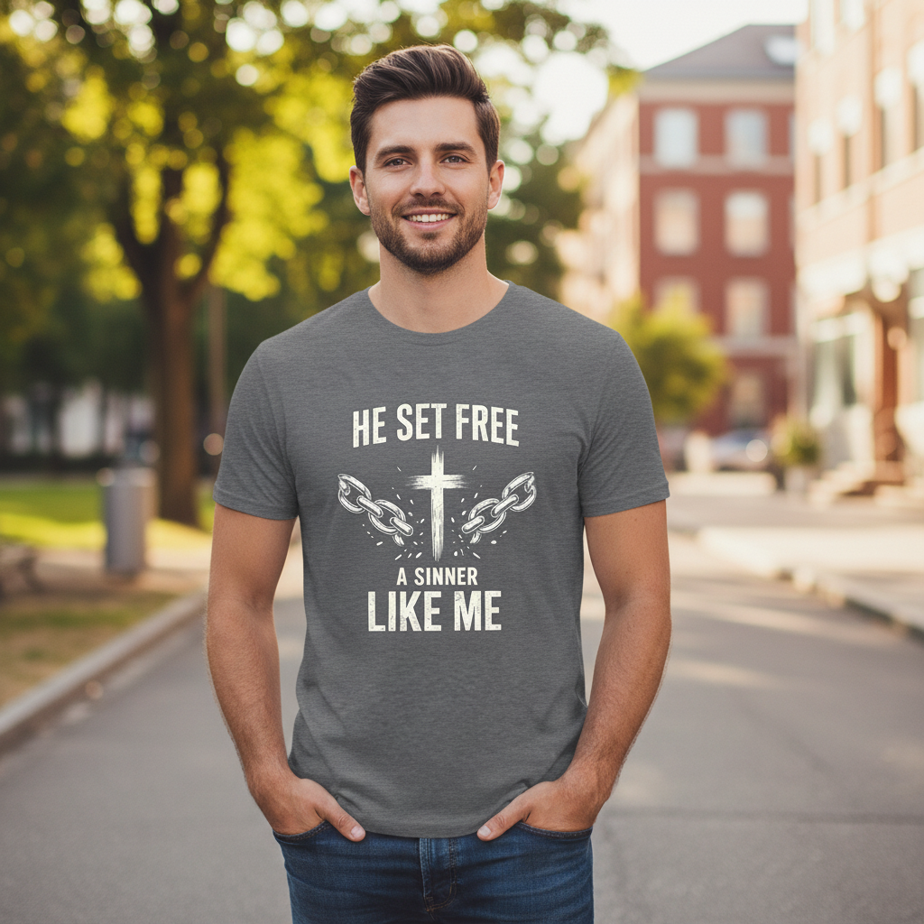 He set free A Sinner Like Me Faith T-Shirt