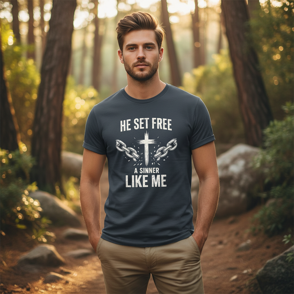 He set free A Sinner Like Me Faith T-Shirt