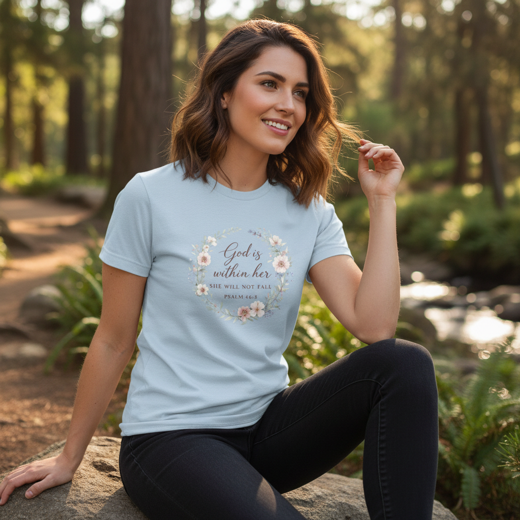 God is Within Her She Will Not Fall Psalm 46:5 Faith T-Shirt