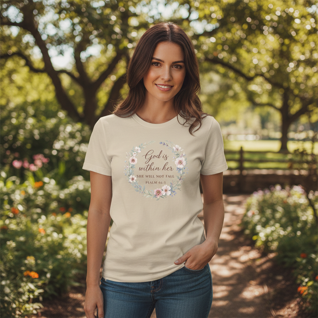 God is Within Her She Will Not Fall Psalm 46:5 Faith T-Shirt