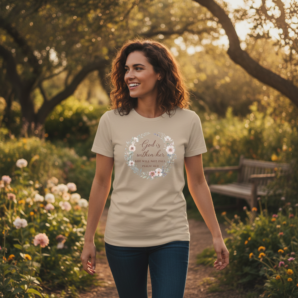 God is Within Her She Will Not Fall Psalm 46:5 Faith T-Shirt