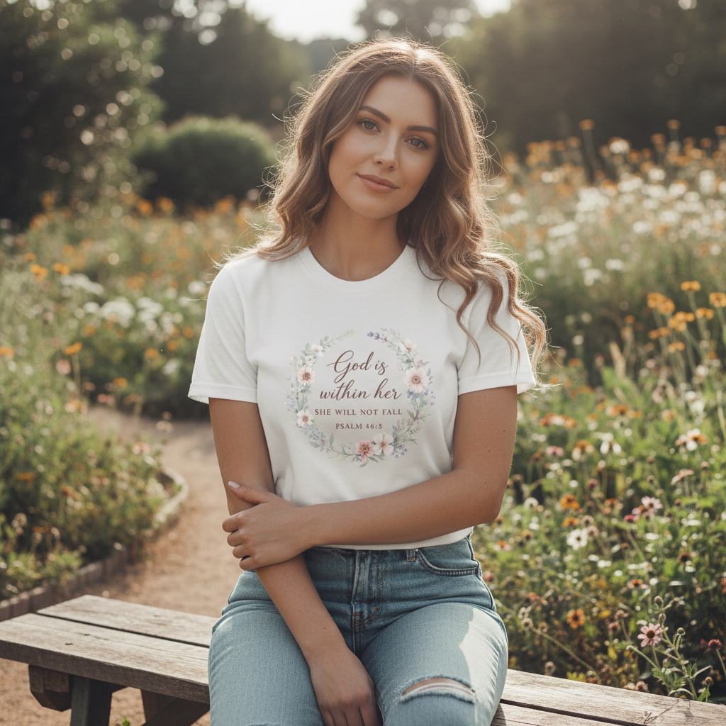 God is Within Her She Will Not Fall Psalm 46:5 Faith T-Shirt