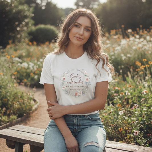 God is Within Her She Will Not Fall Psalm 46:5 Faith T-Shirt