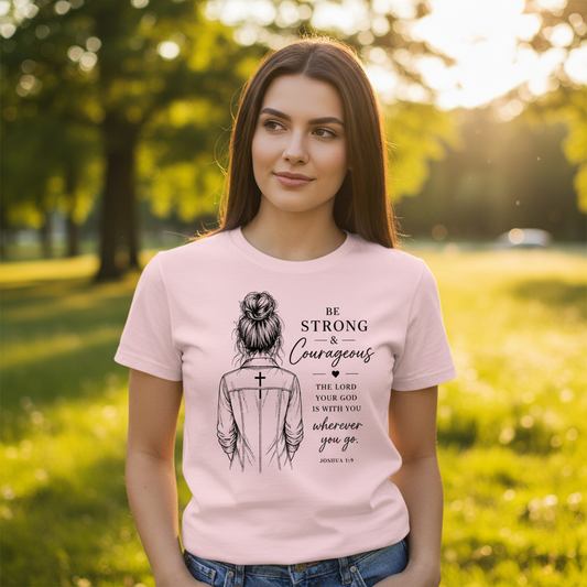 Be Strong and Courageous Joshua 1:9 Faith T-Shirt