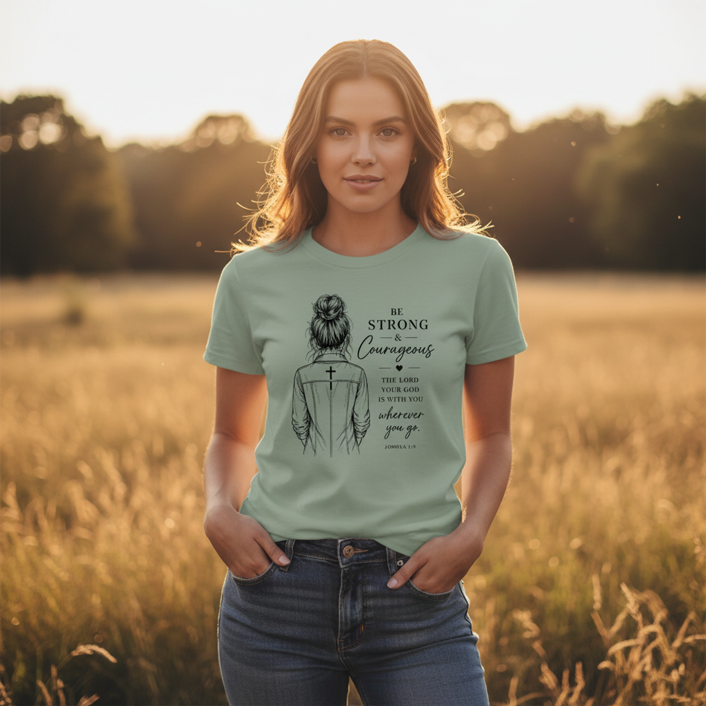 Be Strong and Courageous Joshua 1:9 Faith T-Shirt