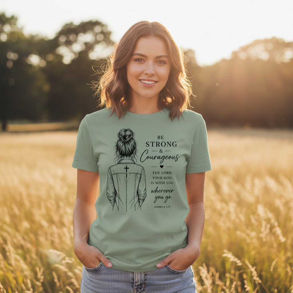 Be Strong and Courageous Joshua 1:9 Faith T-Shirt