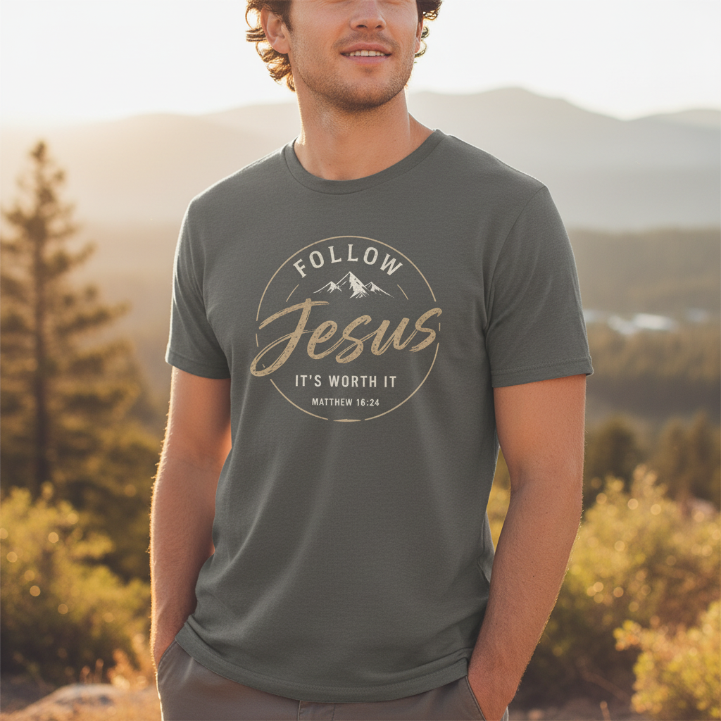 Follow Jesus Matthew 16:24 Faith T-Shirt