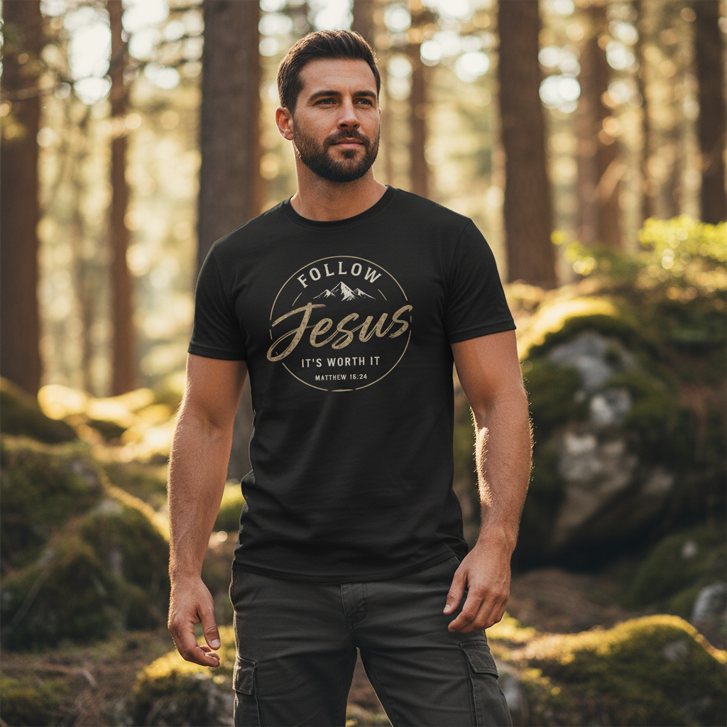 Follow Jesus Matthew 16:24 Faith T-Shirt